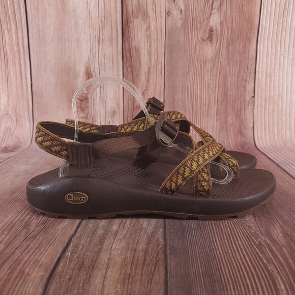 Chaco Z/2 Mens Size 12 Classic Geometric Pattern Pattern Brown Tan Sandals Beach - Picture 3 of 14